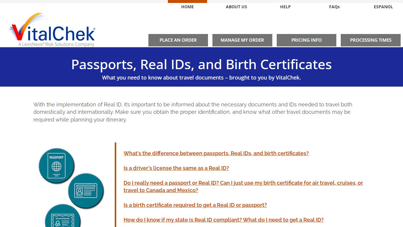 Passports, Real IDs, and Birth Certificates - VitalChek